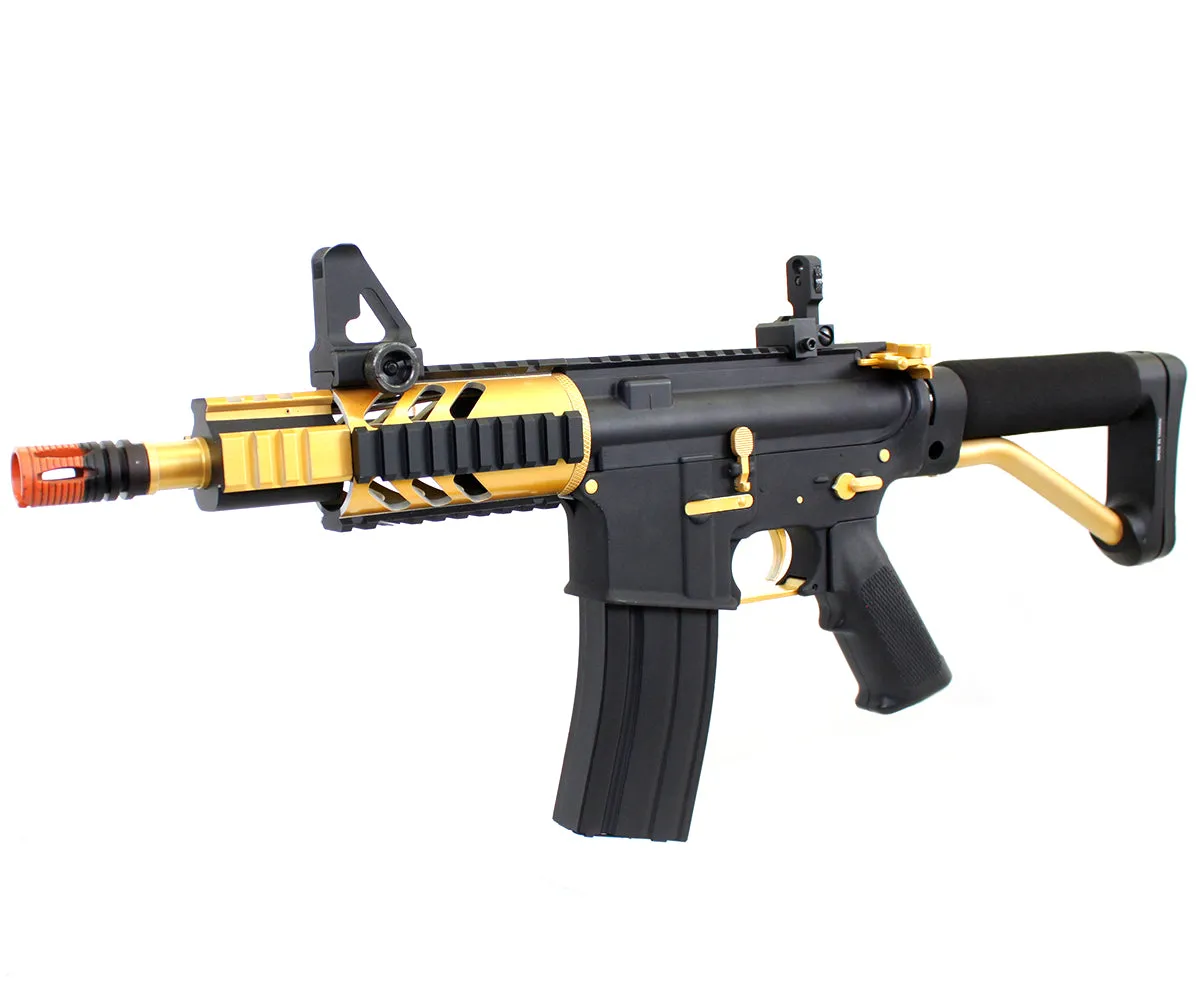 ANM CUSTOMS Cerakote Classic Army M15A4 RIS CQB PDW Airsoft Gun AEG Rifle - Gold Trim