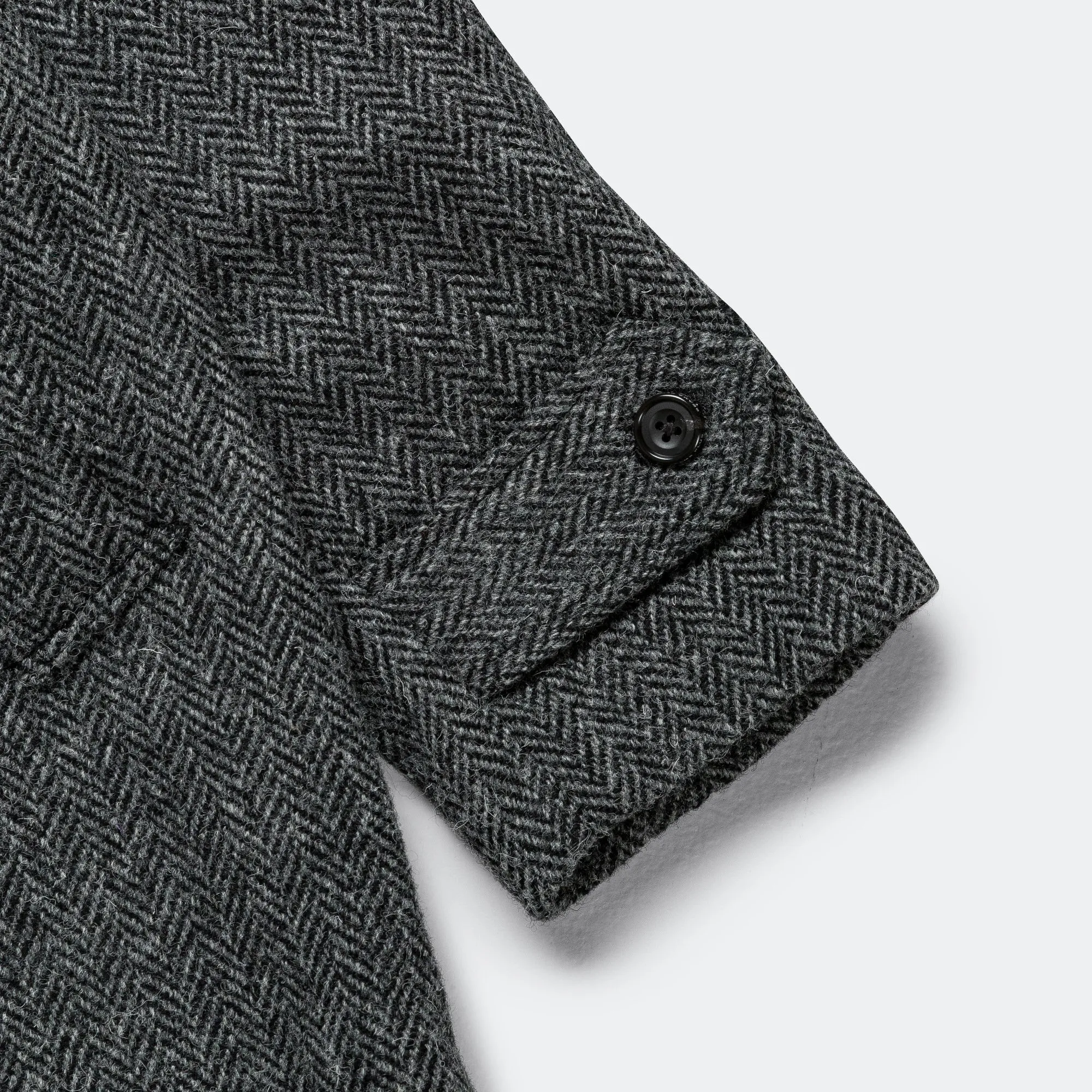 Bal Collar Coat Harris Tweed - Gray Herringbone