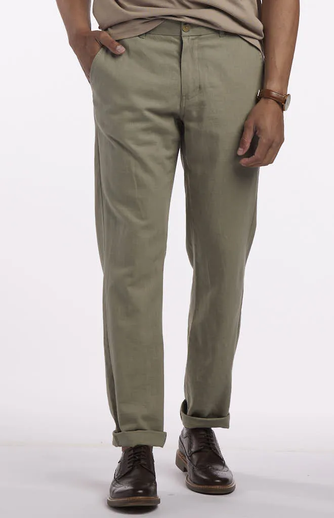 Ben Sherman Cotton Linen Flat Front Pant