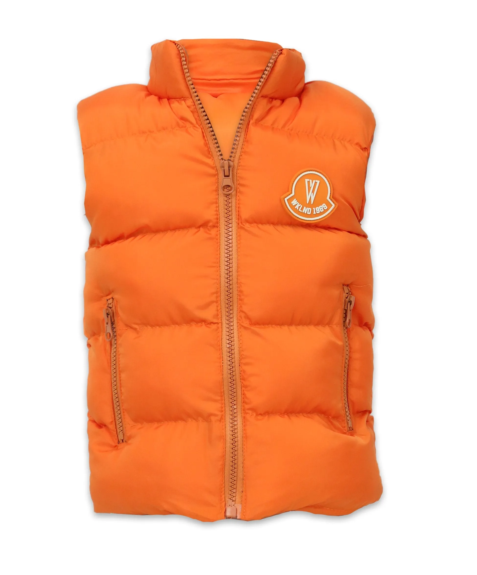 Boys Puffer Vest, Kids Padded Sleeveless Winter Outerwear - Orange