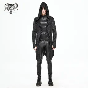 CT172 Dark hooded knit coat printed men Cardigan