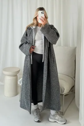 Demi grey hooded longline coat