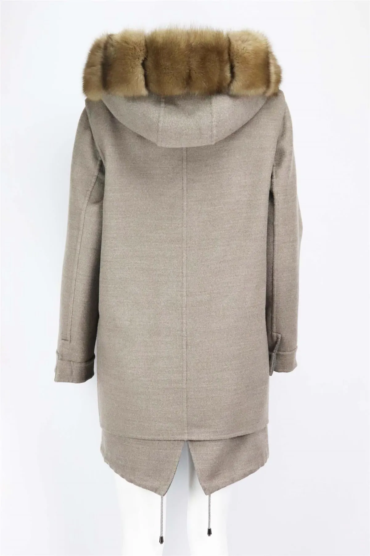 FABIO GAVAZZI   LORO PIANA FUR TRIMMED CASHMERE BLEND COAT IT 44 UK 12