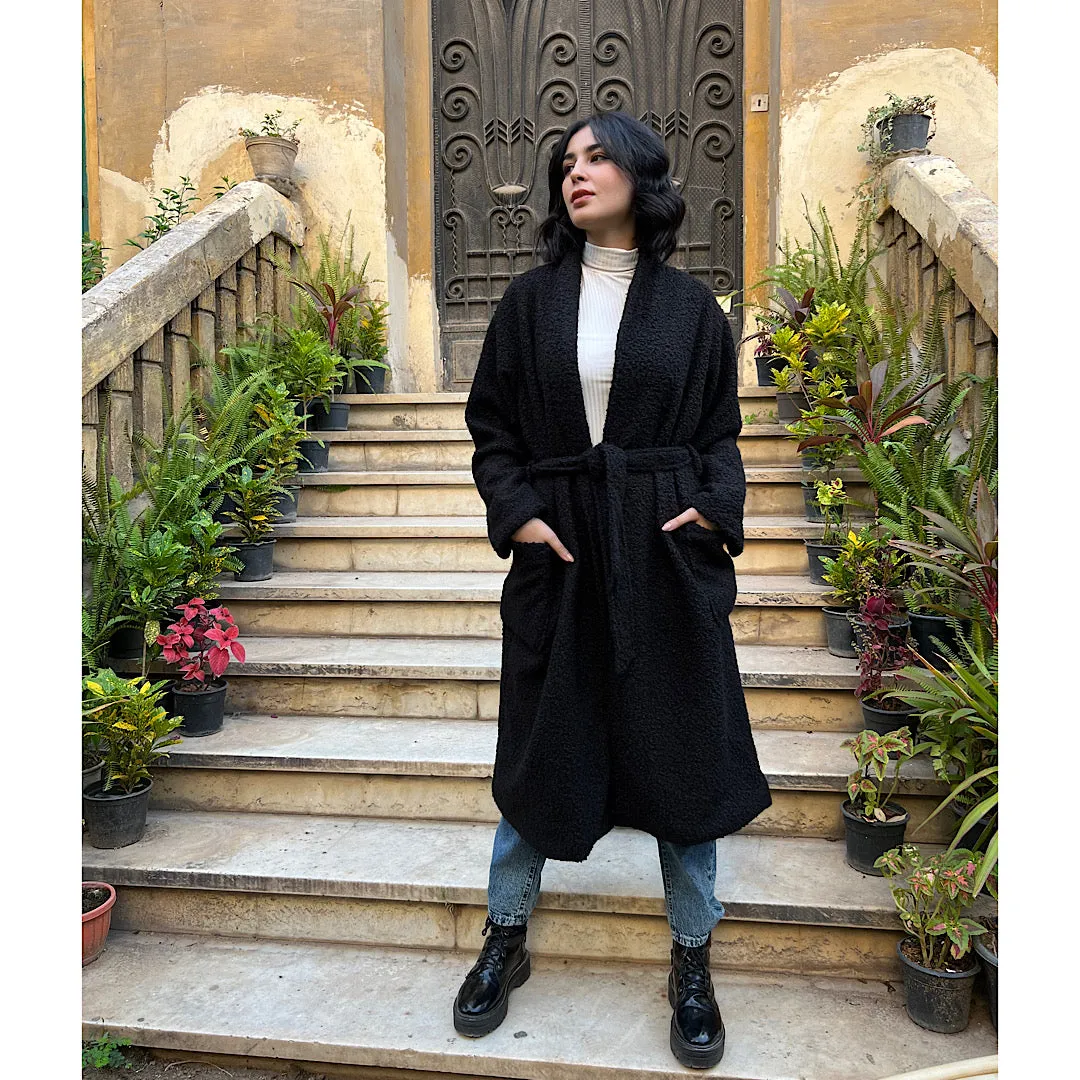Faux shearling oversized coat