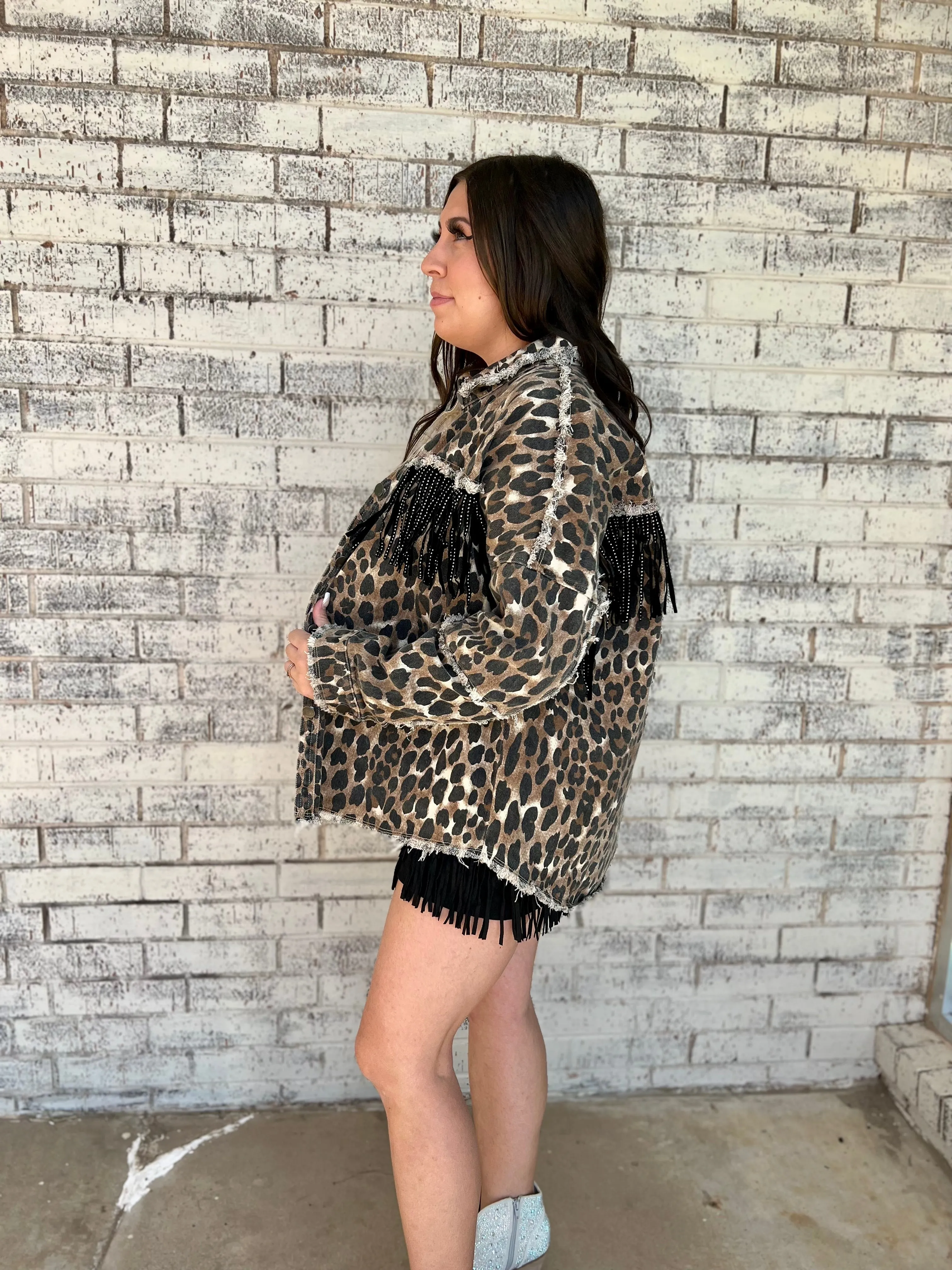 Fringed Leopard Shacket*