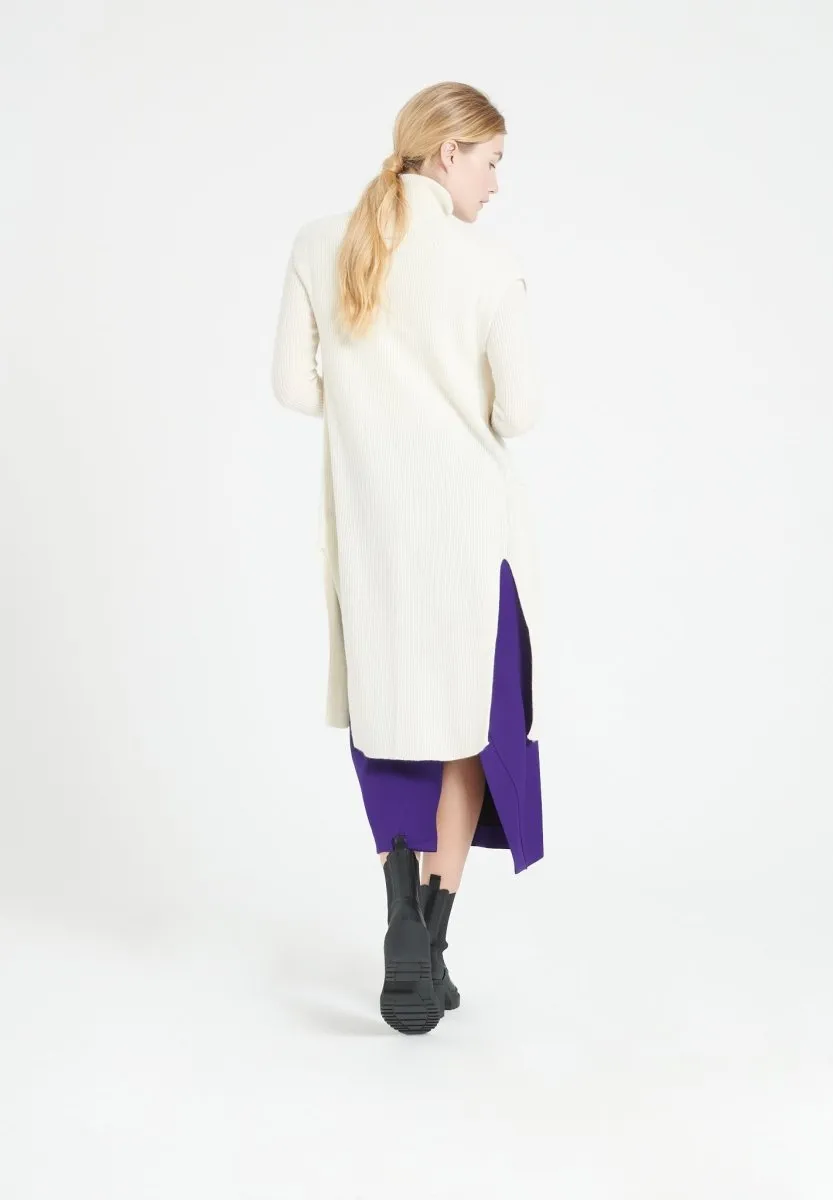 Gilet long sans manches cachemire écru femme - MIA 6