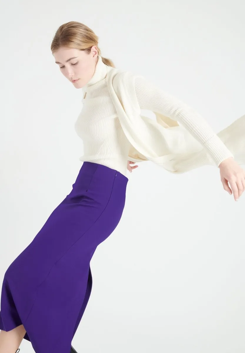Gilet long sans manches cachemire écru femme - MIA 6