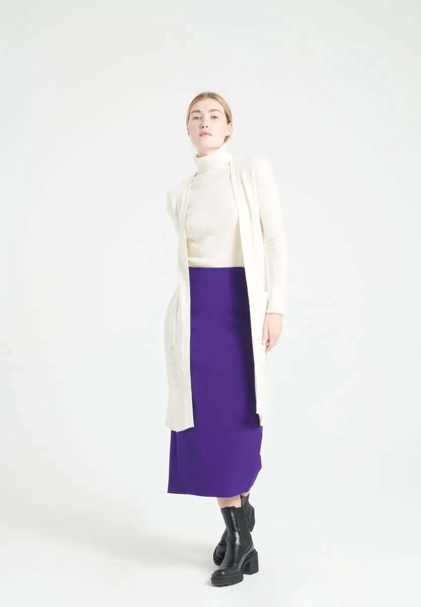 Gilet long sans manches cachemire écru femme - MIA 6