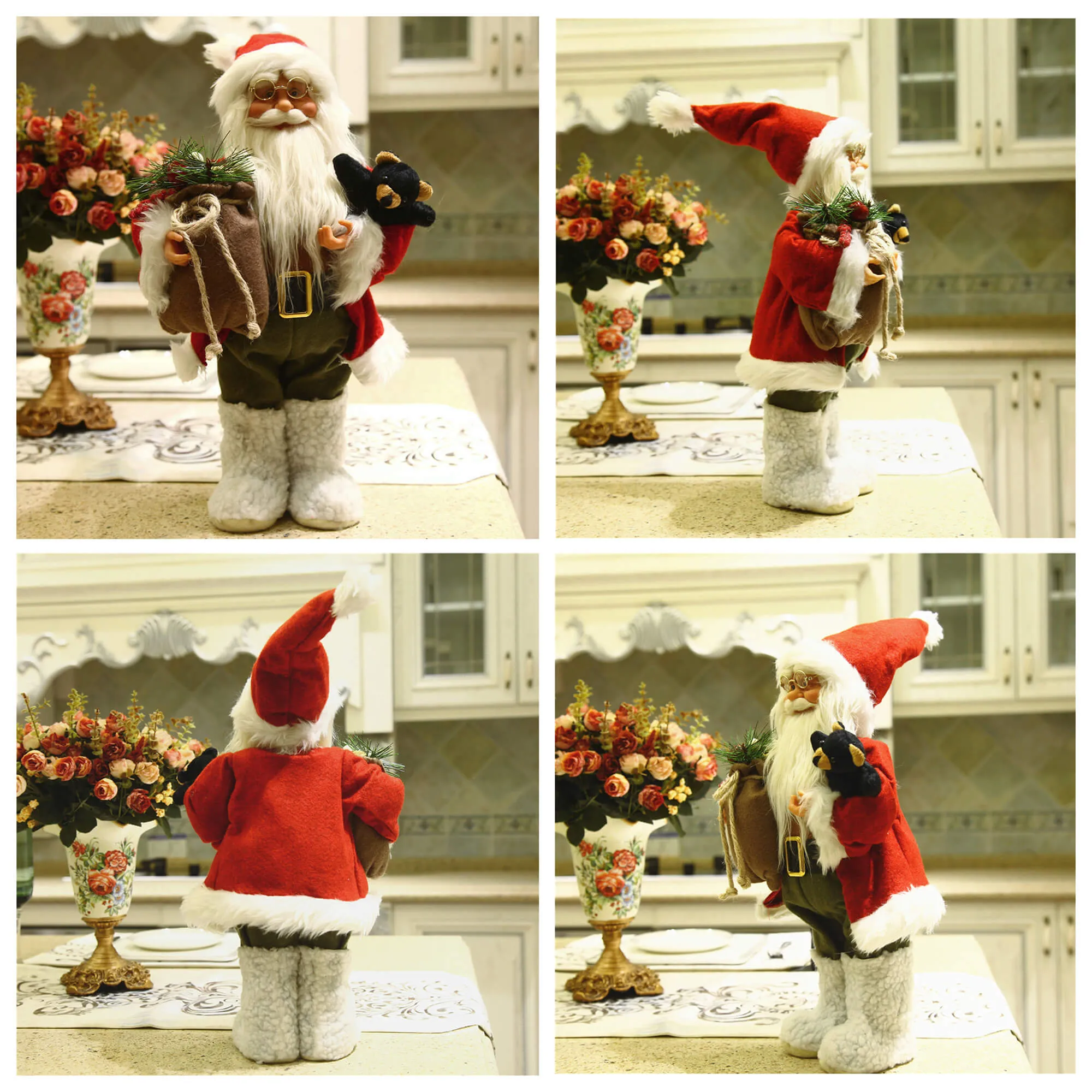 Handmade Santa Claus figure Christmas decor 16.5'', white | Bstaofy