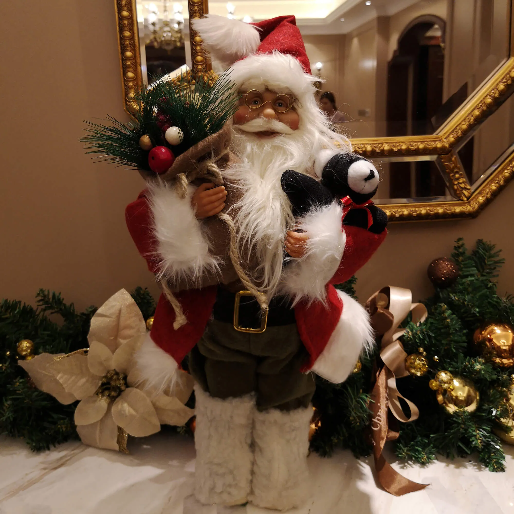 Handmade Santa Claus figure Christmas decor 16.5'', white | Bstaofy