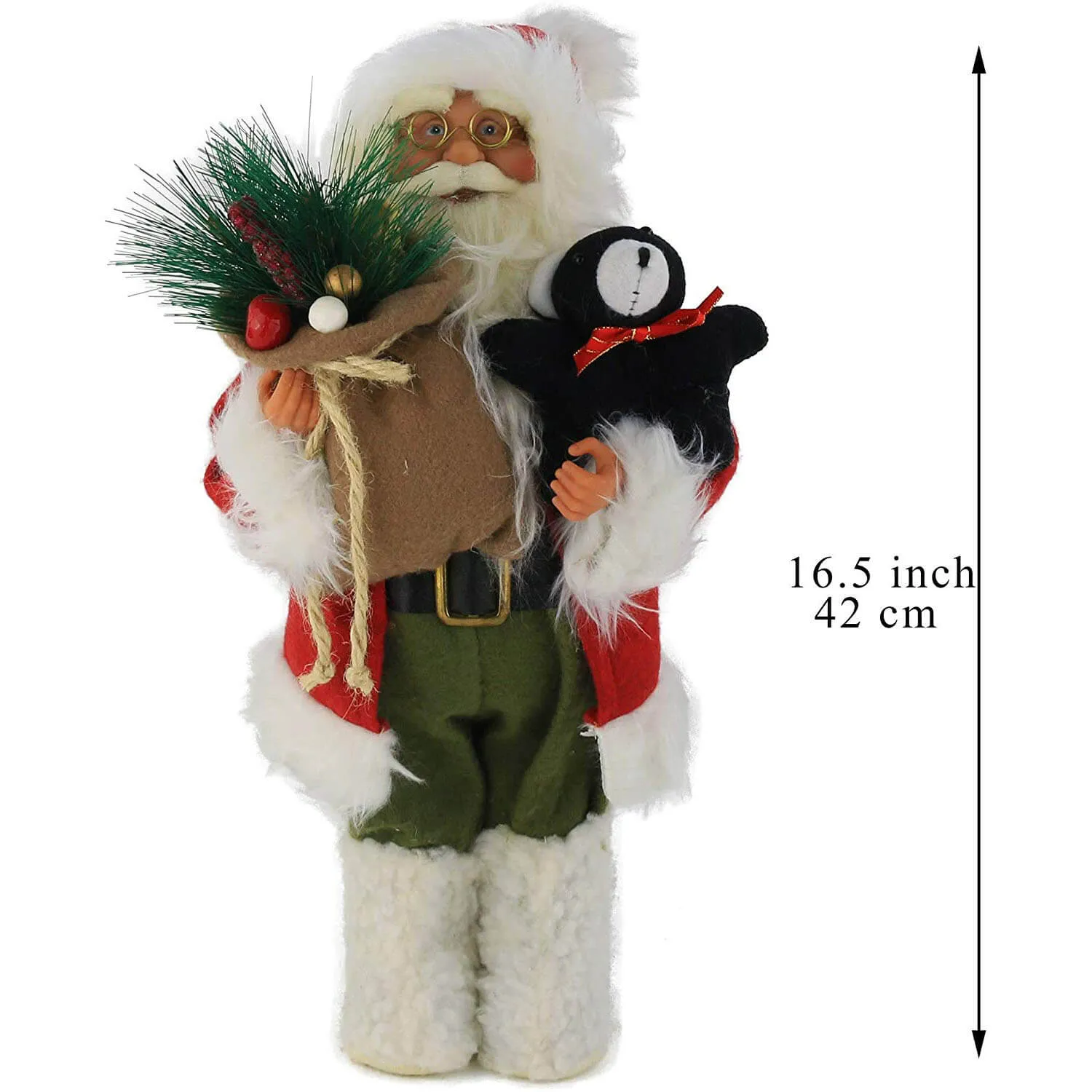 Handmade Santa Claus figure Christmas decor 16.5'', white | Bstaofy