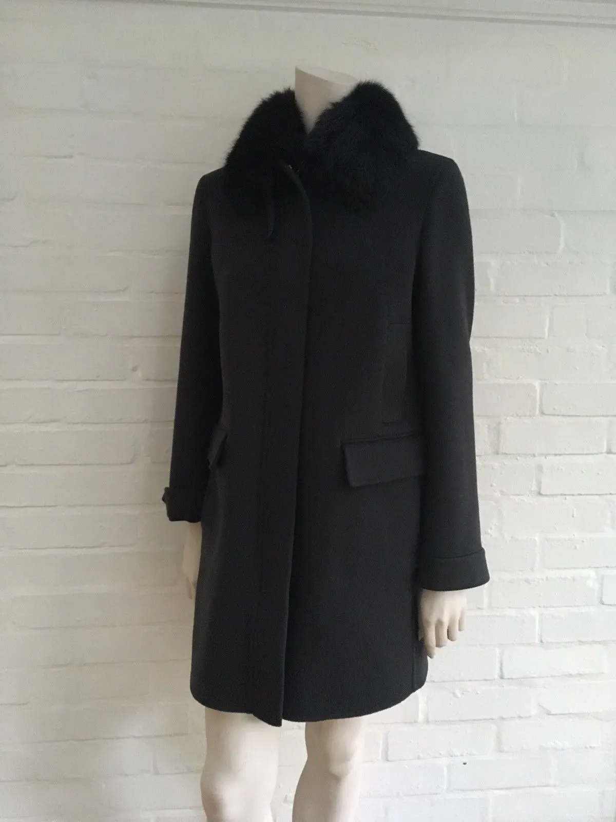 Loro Piana Baby Cashmere Double Cashmere Fox Fur Collar I 42 UK 10 US 6 Ladies