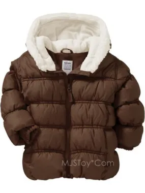 NWT Hooded Frost-Free Quilted Warm Jackets Girl Toddler Faux Fur Coat Sz 2T 5T