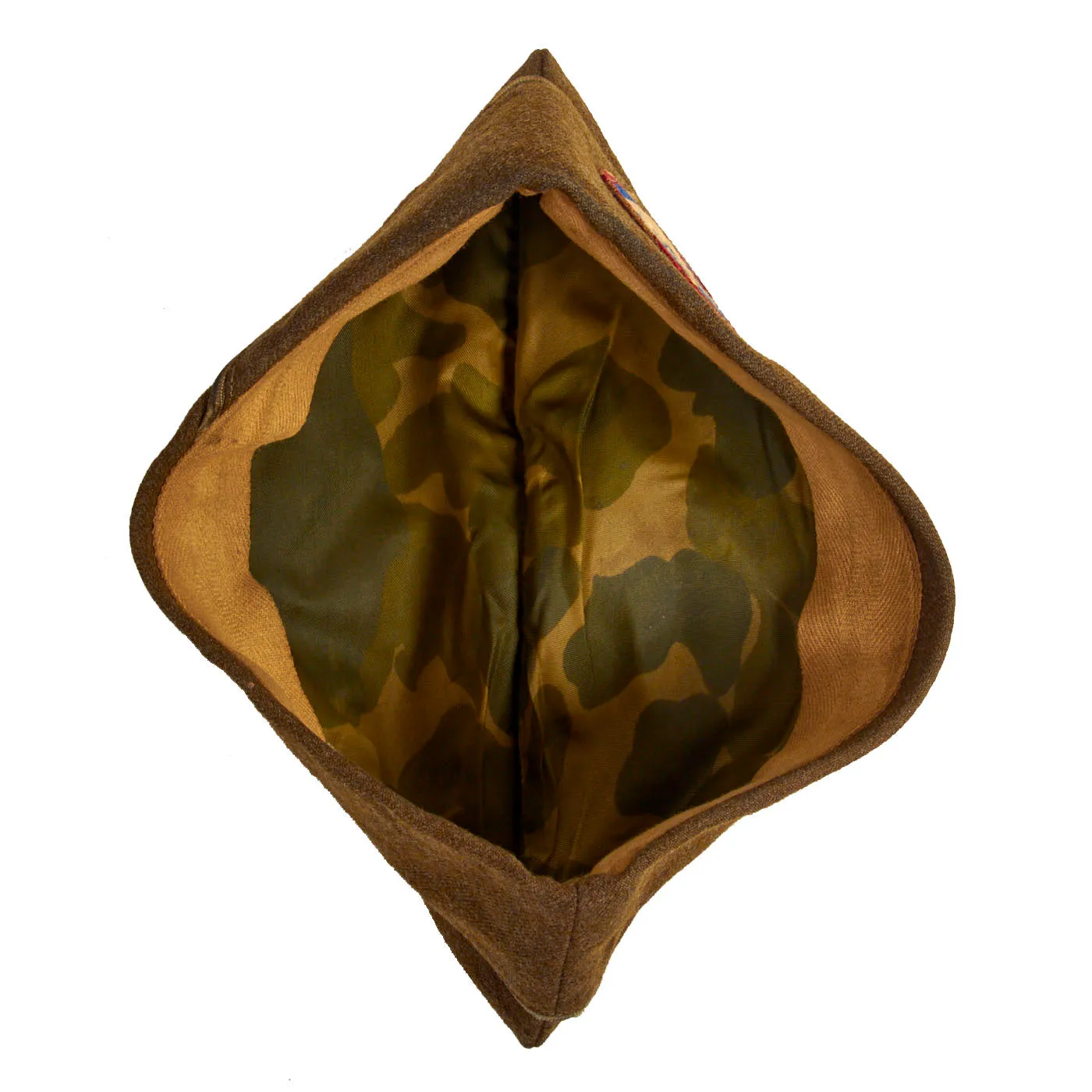 Original U.S. WWII Named 82nd Airborne Uniform Grouping Featuring Custom Camouflage Parachute Silk Lined Overseas Cap - With Documents