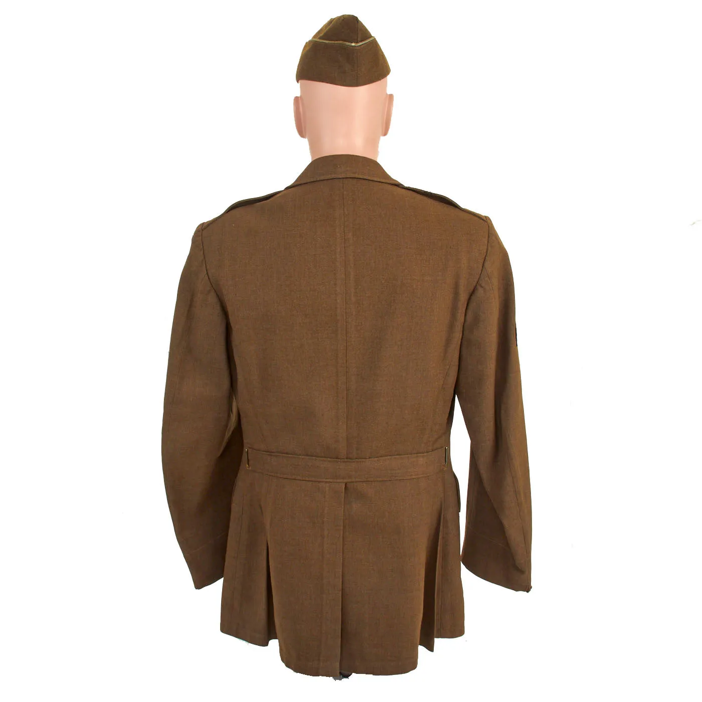 Original U.S. WWII Named 82nd Airborne Uniform Grouping Featuring Custom Camouflage Parachute Silk Lined Overseas Cap - With Documents