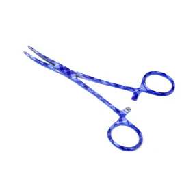 Pet Ear Hair Pulling Serrated Ratchet Forceps, Stainless Steel Grooming Tool, Purple Argyle 5.5" CRV