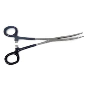 Pet Hair Pulling Serrated Ratchet Forceps, Stainless Steel Grooming Tool, Black Vinyl Grip 8"CRV