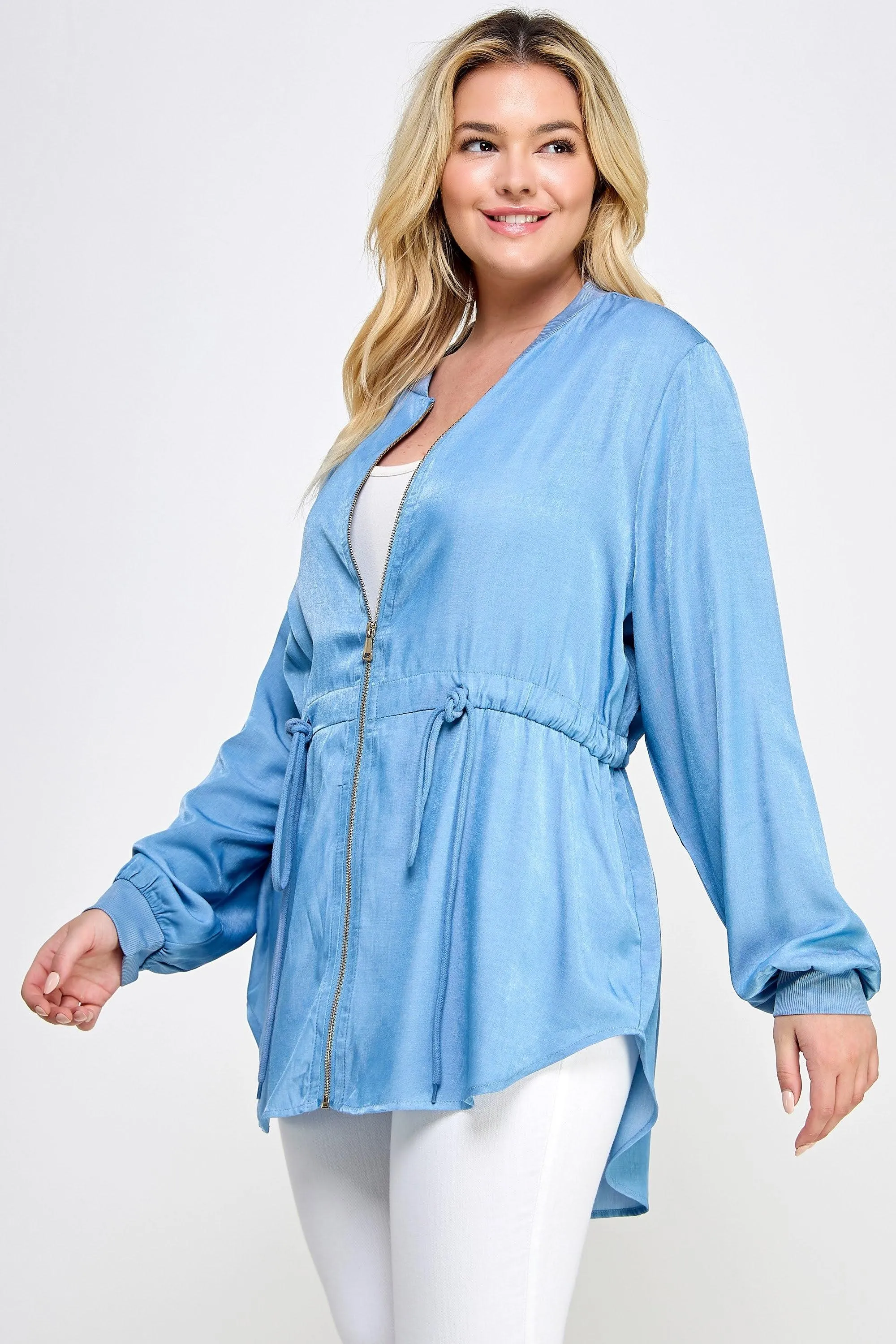PLUS zip up bomber shacket