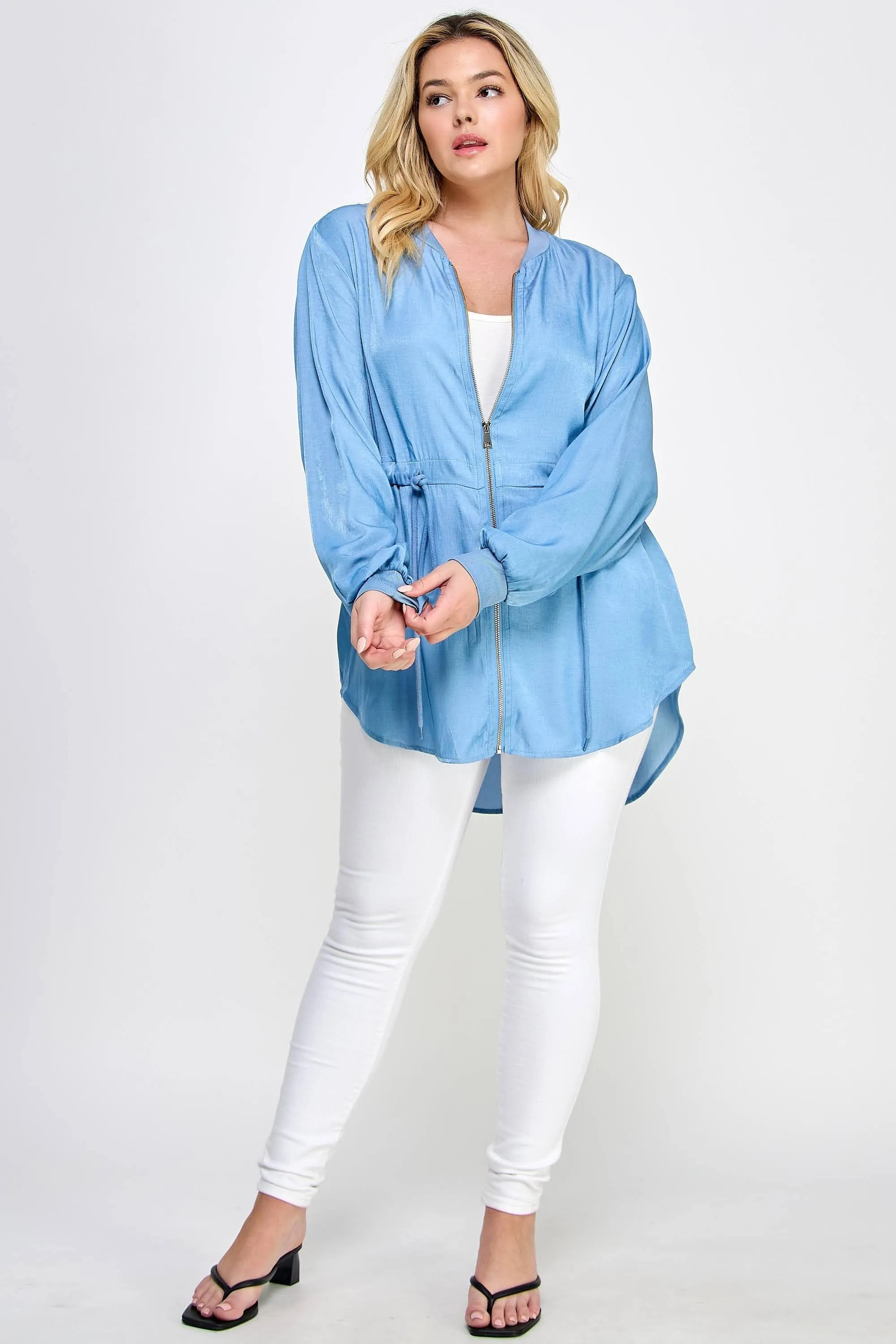 PLUS zip up bomber shacket
