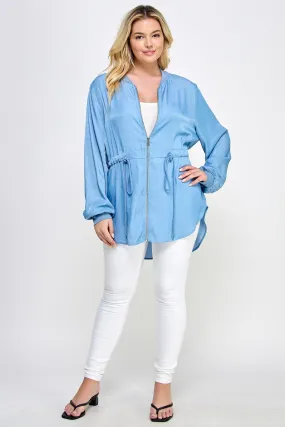 PLUS zip up bomber shacket