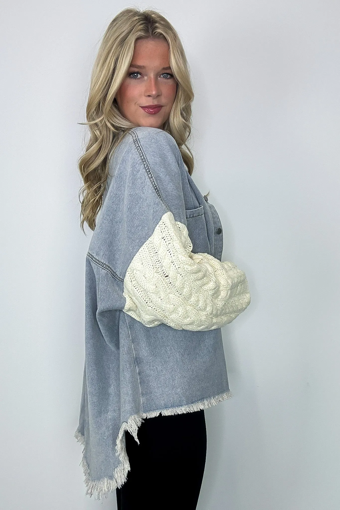 Remy Contrast Knit Denim Jacket