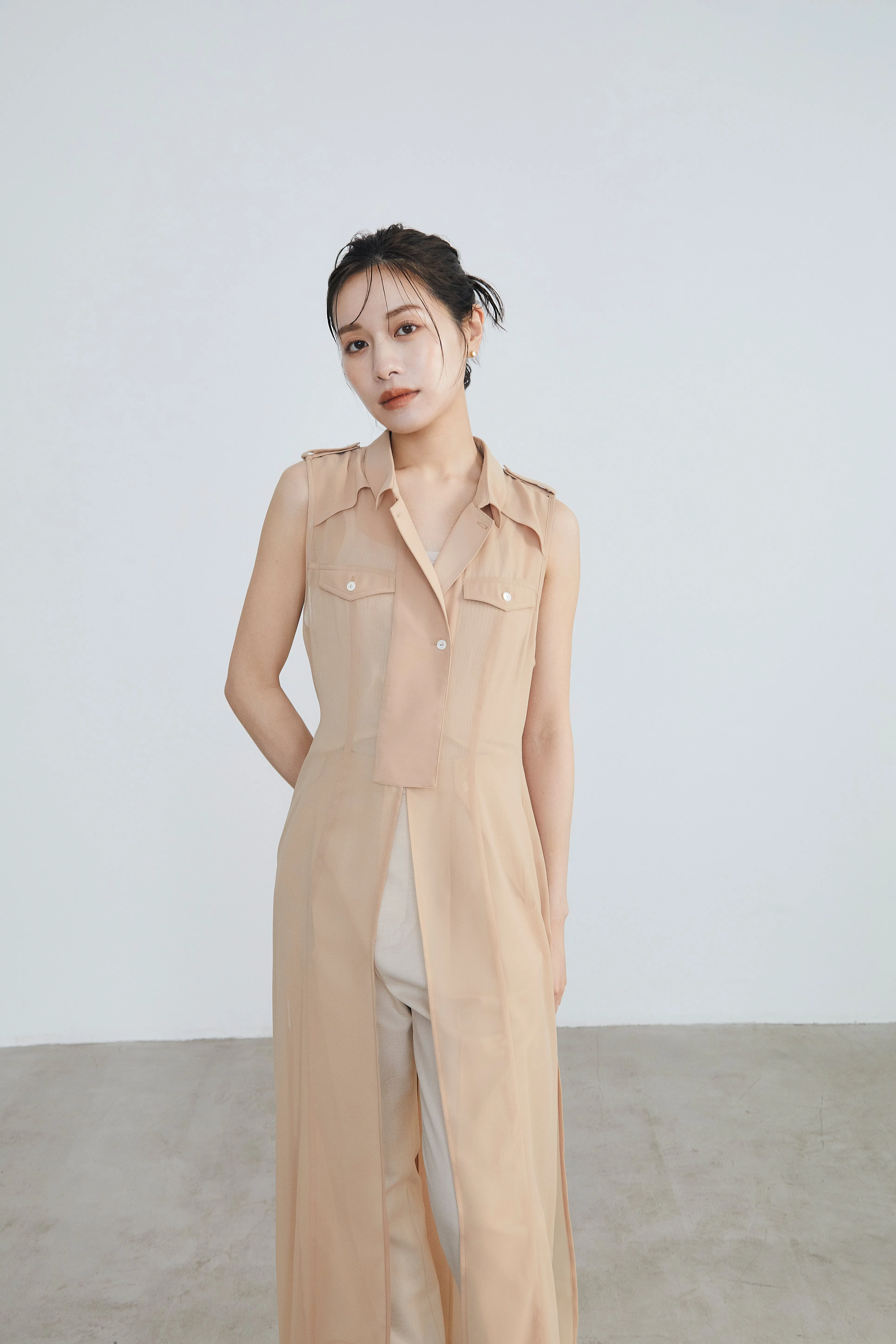 Sheer trench Long gilet