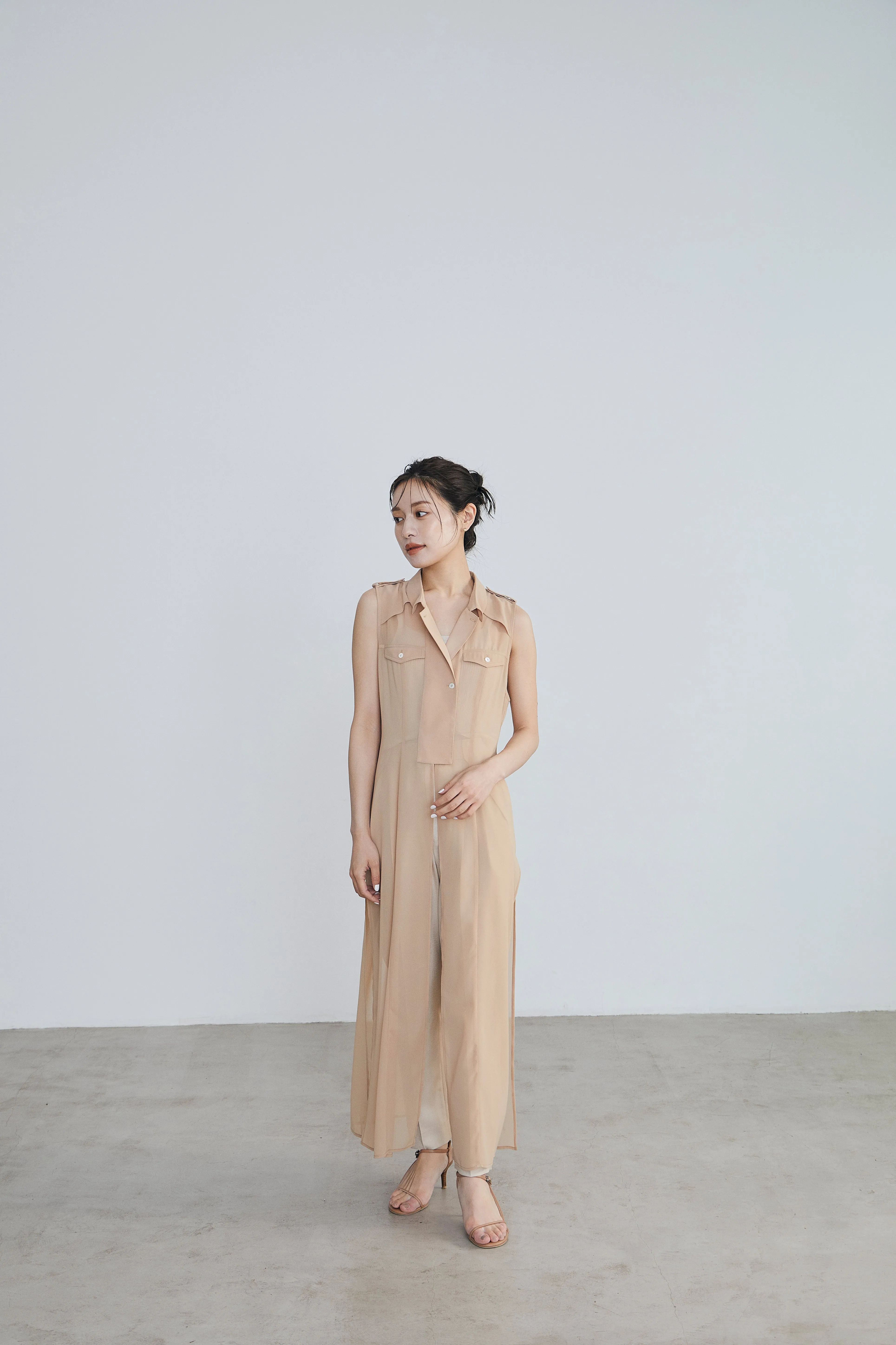 Sheer trench Long gilet