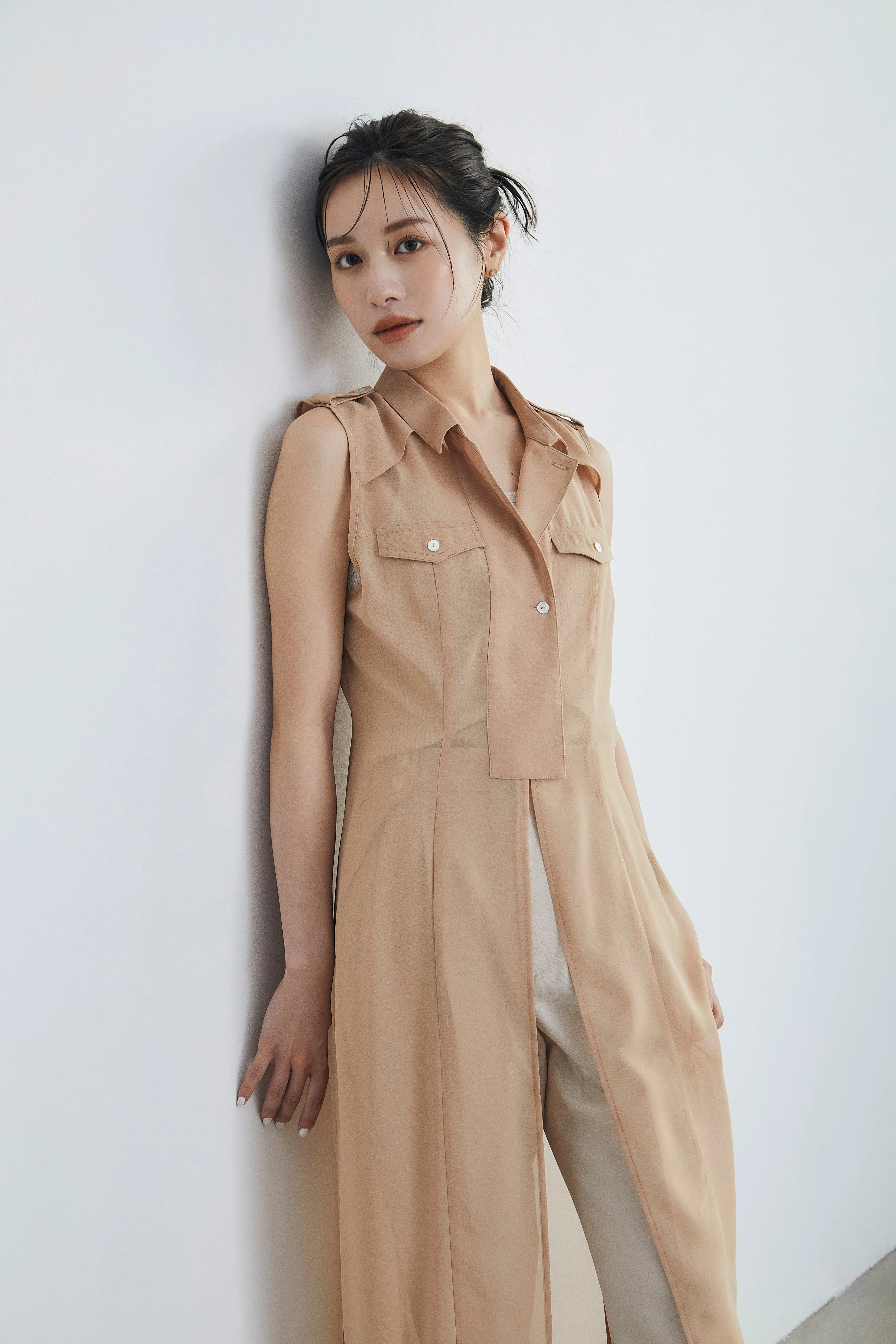Sheer trench Long gilet