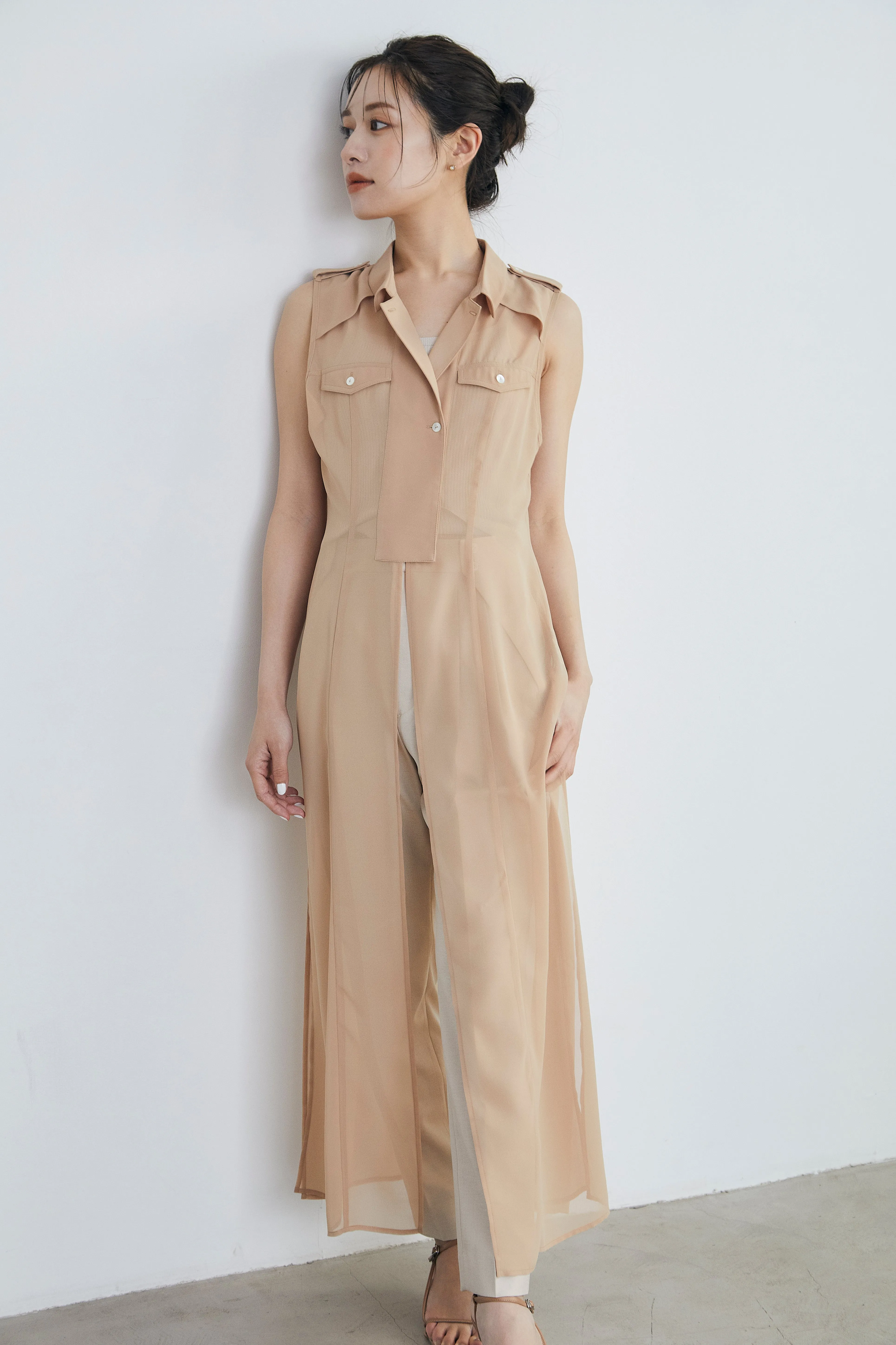 Sheer trench Long gilet