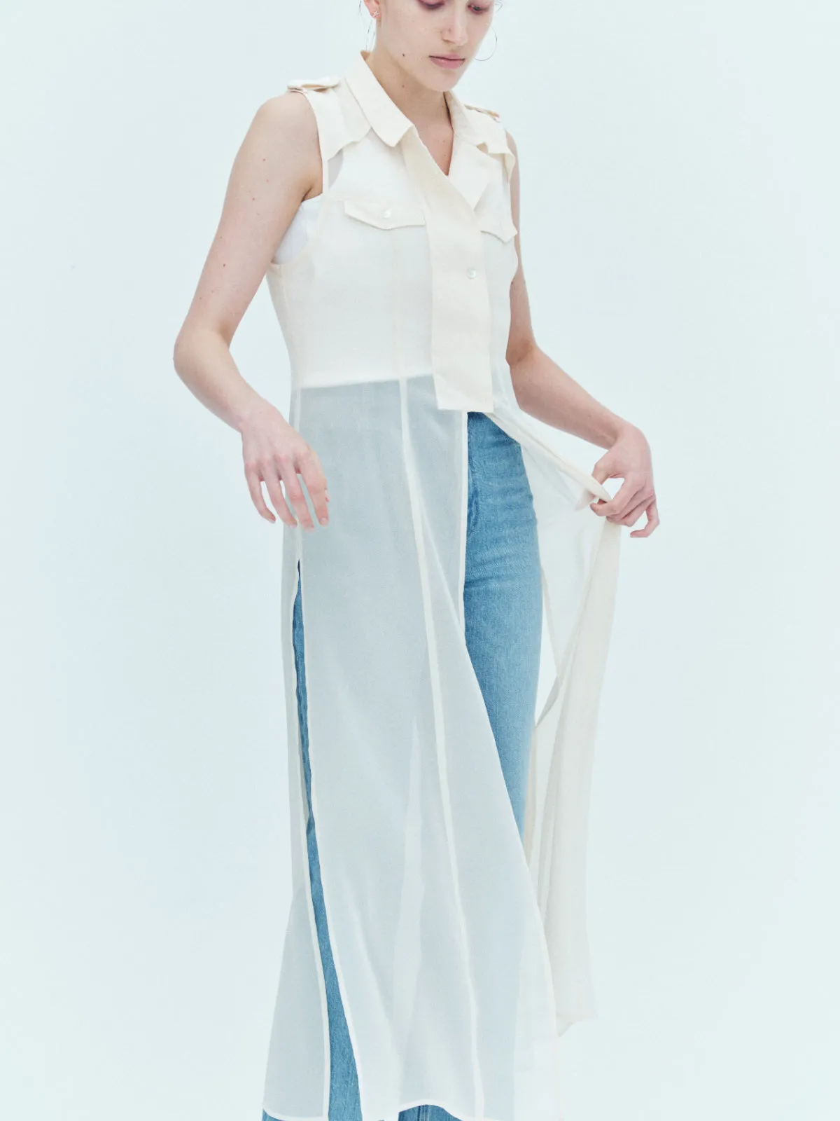 Sheer trench Long gilet