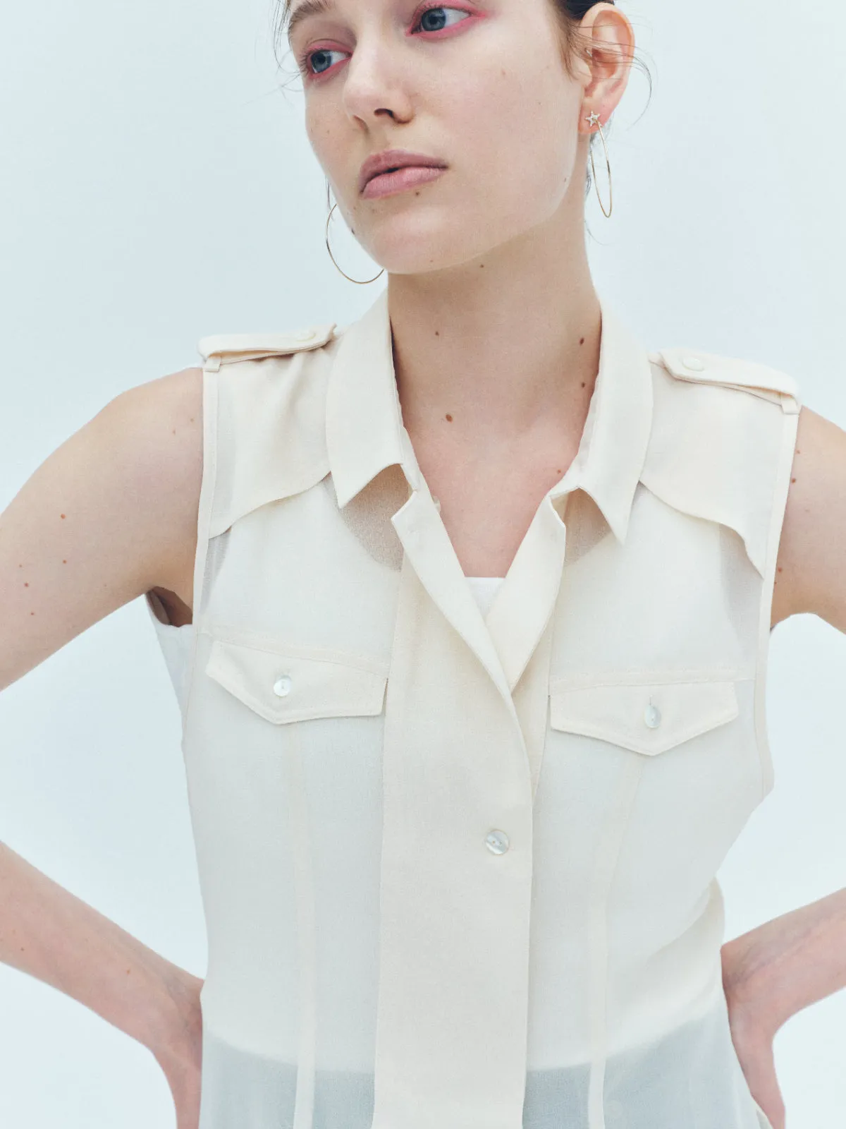 Sheer trench Long gilet