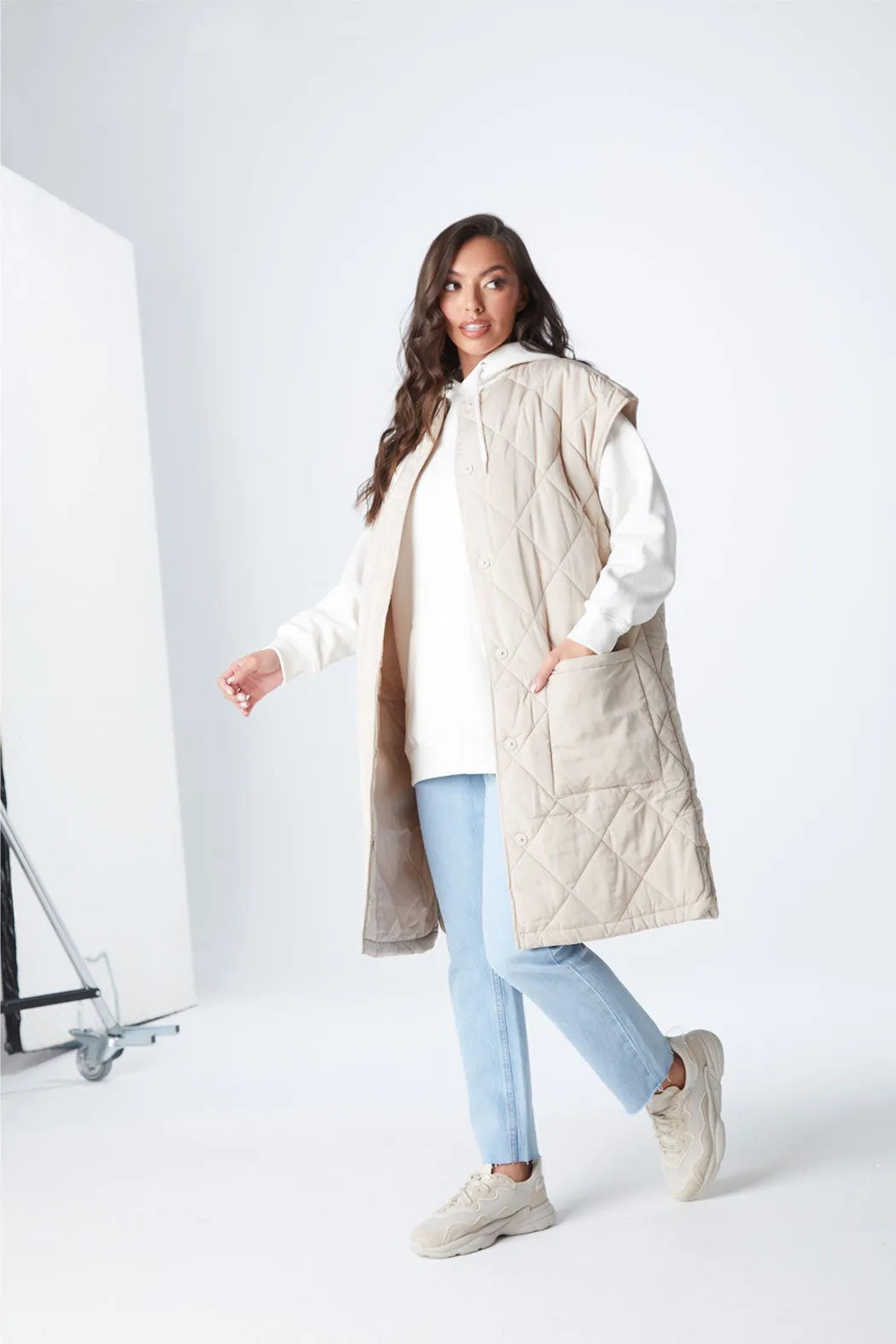 Stone Longline Gilet