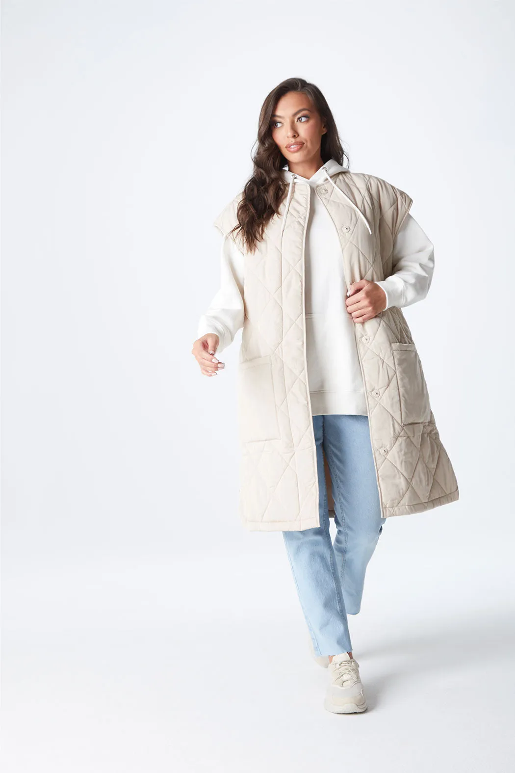 Stone Longline Gilet