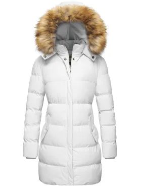 Women'S plus Size Winter Coat Hooded Puffer Coat Waterproof Puffer Jacket White 3XL