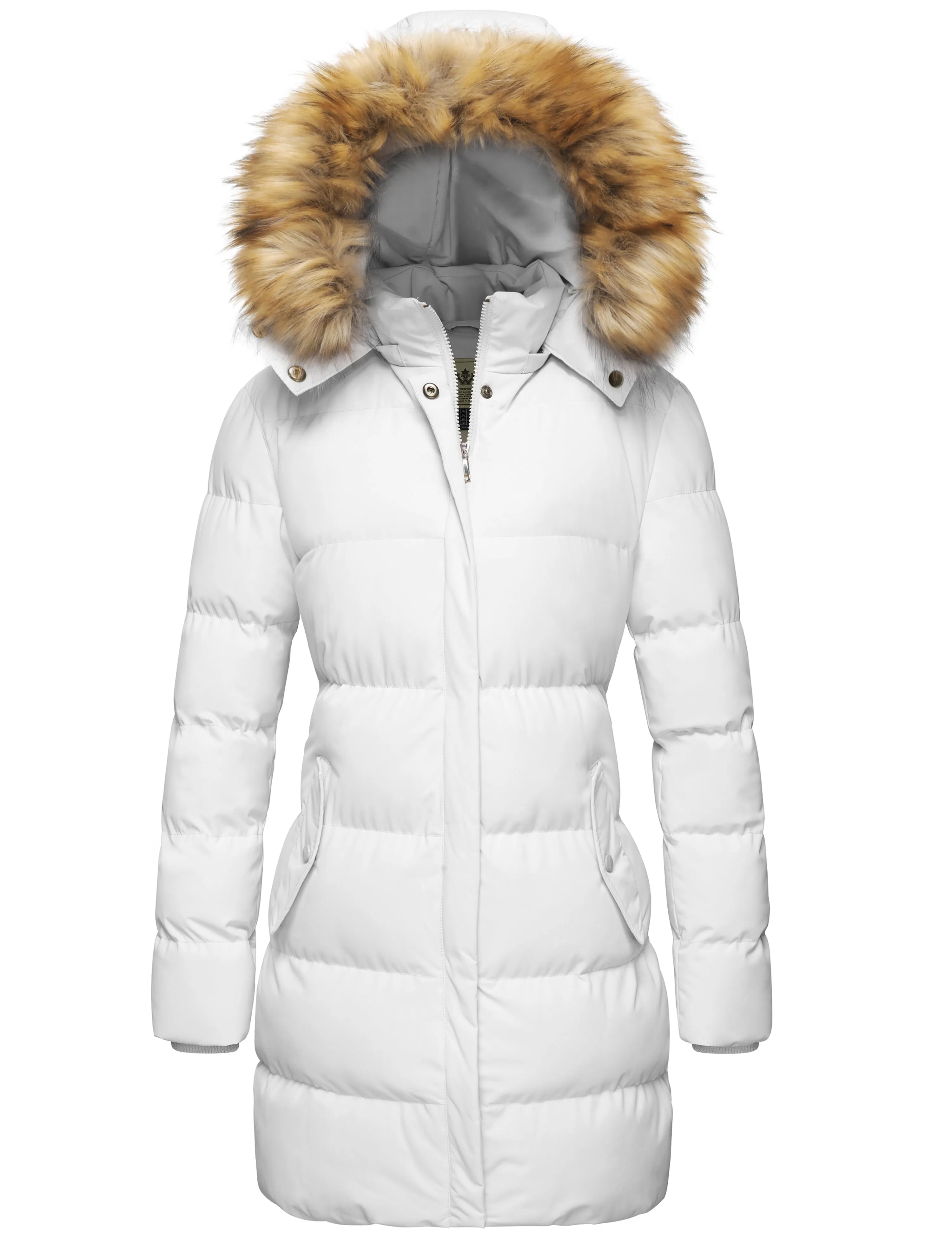 Women'S plus Size Winter Coat Hooded Puffer Coat Waterproof Puffer Jacket White 3XL